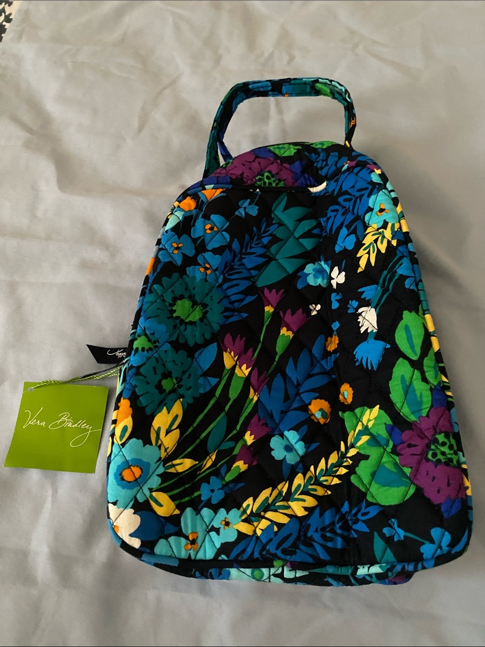 Vera Bradley Black Floral Quilted Tote with Multicolor Blooms